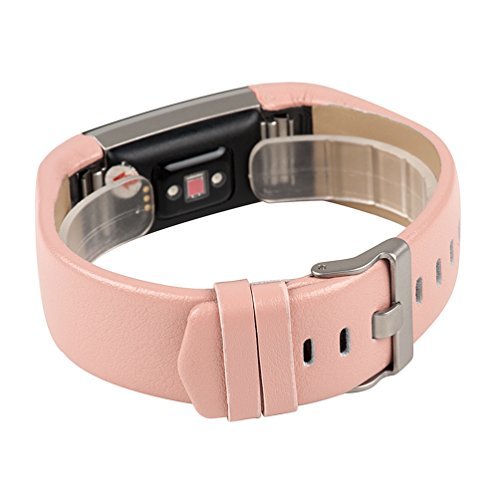 Für Charge 2 Zubehör Band, Wearlizer Luxe echtes Leder Ersatzband für Sport Fitness Tracker Fitbit Charge 2 - 2