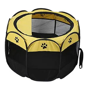 Pet Playpen, Open Air Portable Mesh 8 Side Panels Outdoor Pet Playpen, Oxford Cloth for Outdoor Indoor