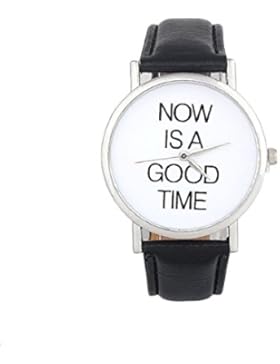 Sannysis NOW IS A GOOD TIME Schreiben PU-Leder-Band-Armbanduhr