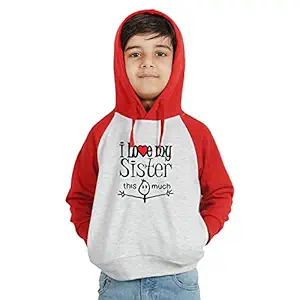 LIMIT Fashion Store - I Love My Sister Kids Winter Wear Sweatshirts and Hoodies (Boys)(Grey-Red)