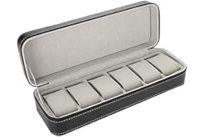 MAESTRORELOJERO MR Maestro Relojero - Custodia con Zip per 6 Orologi in Eco Pelle | Astuccio Porta Orologi da Viaggio | Porta Orologi Uomo