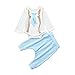 Produktbild Strampler Baby Junge Brief Tie Print Bodysuit Anzug Outfits Babyanzug Bekleidungssets Kleikind Festliche Anzug mit Langarmshirts Bodys + Hosen 2 stücke Kleidung Set (White, 80CM 6Monate)