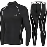 Mens Winter Warm Compression Base Under Layer Skin Tights Shirt & Pants Black SET