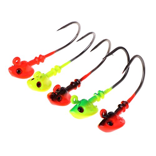lpyfgtp 5pcs/set Fishing Hook Lead Jig Head Simulation Fish Head 3D Eyes 7g10g14g Mix Color