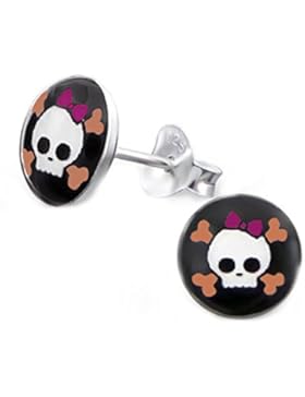 SL-Silver Ohrringe Kinderohrringe Totenkopf Mädchen 925 Silber