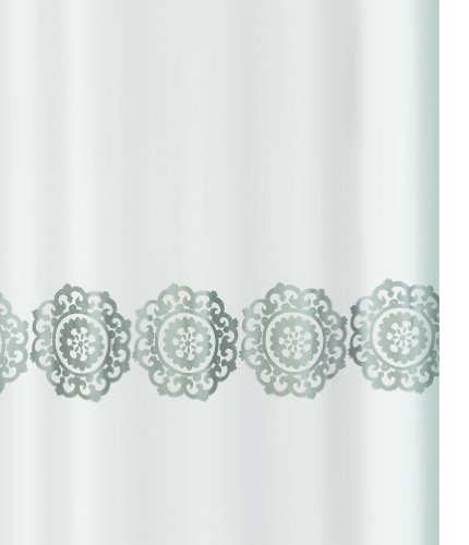 Spirella 10.16329 Textil-Duschvorhang 180 x 200 cm, Medallion Silver