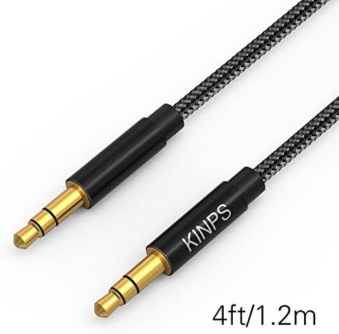 Audio cable Kinps® 4FT Braided Premium Auxiliary Stereo 3.5mm Male to Male Gold Plated Cable for Apple iPhone, iPod, iPad,Android Samsung Smartphones,Tablets MP3 Players and more
