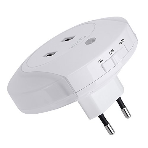 KYG LED Nachtlicht Mit Steckdose Dual USB Ladegerät Steckdosenlicht Sensor LED-Lampe für Flur Bad Schlafzimmer Wohnzimmer Küche Warmweiß - 5