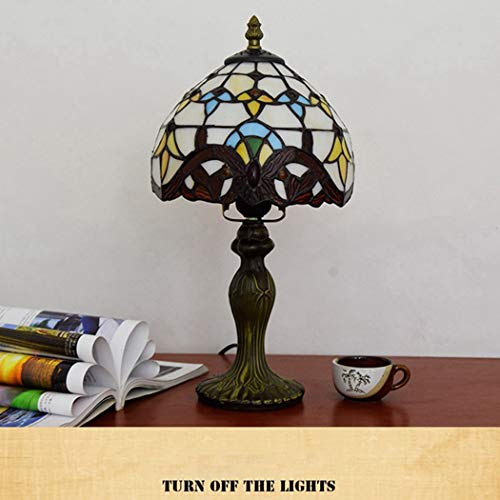 YJFFAN Tischlampe-Retro Tiffany 8-Zoll Gefärbte Glas Augenschutz Lampenschirme Schreibtisch Leuchten, Indoor-Beleuchtung Leselampe E27 (Glühbirnen Nicht Enthalten)