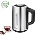 Produktbild OZAVO Wasserkocher Edelstahl mit Temperatureinstellung, Kessel mit Automatischer Abschaltung, Warmhaltefunktion, 360° drehbarer Kontaktsockel, 2200W, 1,8L, Silber/Schwarz