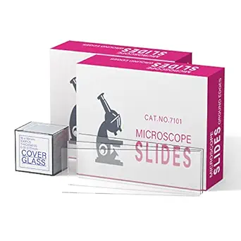 Vabiooth Rounded Edge Microscope Slides Kit, 100 Pcs Pre-Cleaned Blank Microscope Slides and 100 Pcs 22x22mm Square Coverslips Cover Glass for Monocular Binocular Trinocular Microscopes