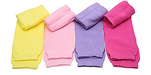 JuDanzy - Baby & Toddler - Soft Cotton Legwarmers for Boys & Girls - Gift Box - Age 0-3 Years - 4 Pairs - Girly Solids