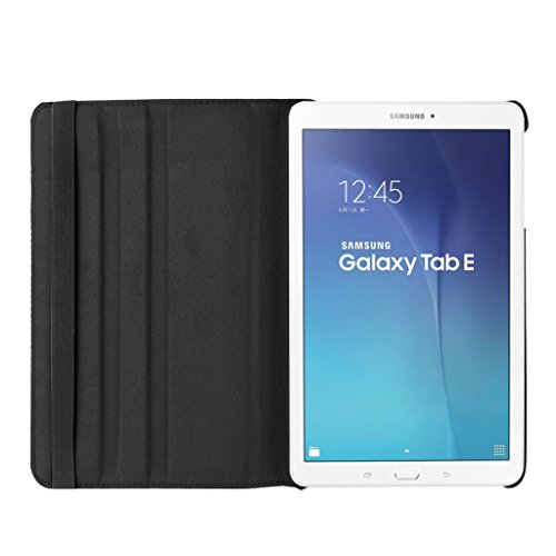 TIODIO® 360° Drehbares Ledertasche Für Samsung Galaxy Tab E 9.6-Inch SM-T560/SM-T561 Schutzhülle Case Tasche mit Ständerfunktion+ Displayschutzfolie + Eingabestift Stylus Touch Pen, Schwarz - 6