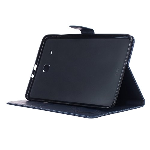 Samsung Galaxy Tab E 9.6-Inch SM-T560 Hülle, DEENOR Stilvoll 3D Drucken Feather und Vögel Serie Brieftasche Tasche PU Leder Flip Protective Stand Tasche Schutzhülle Hülle für Samsung Galaxy Tab E 9.6-Inch SM-T560 / T561 / T565.[Feather-Dark Blue] - 4