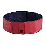 ✅Estructura muy sólida PawHut Bañera para Perros Gatos Plegable Piscina para Mascotas Natación Baño Φ100x30cm Color Rojo