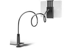 VENQI Gooseneck Tablet Holder,Tablet Stand for Bed Gooseneck Mount Flexible Arm 360 Clip,Flexible Arm Clip Tablet Mount Compatible with iPad Mini Pro Air, Switch, Samsung Galaxy Tabs,More 4.7-10.1"
