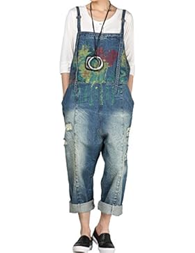Vogstyle Damen Casual Printing Denim Jumpsuit Pantalons