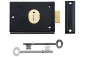 CHOICEFULLBARGAIN Durable Double Handed Black Rim Dead Lock 100 x 75mm Door Deadlock Gates Sheds + 2 Keys