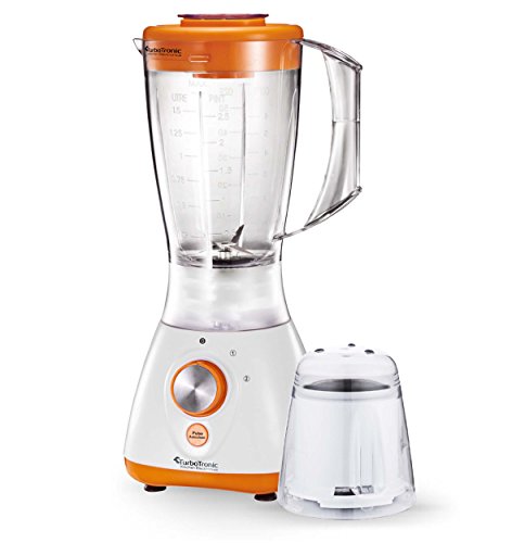 800 Watt Standmixer 1,5 L 2in1 mit Kaffeemühle (1,1 PS) Smoothie Maker Blender Orange