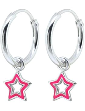 SL-Silver Ohrringe Kinderohrringe Creolen kleiner pinker Stern 925 Silber