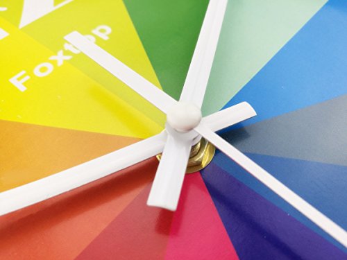 Kinderwanduhr Lautlos, Foxtop Modern Design Bunte Nostalgie Wanduhr ohne Tickgeräusche Weiß 25 cm - 4