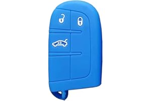 OTMIK Caso di copertura chiave dell'auto in silicone adatto per Jeep Grand Cherokee Renegade Compass Commander Dodge Journey Challenger Charger Chrysler 300C chiave Shell accessori (Blu)