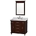 Produktbild Berkeley Single Vanity Dark Chestnut 36 in. with White Carrera Marble Top with White Undermount Oval Sink and 24 in. Mirror by Wyndham Collection