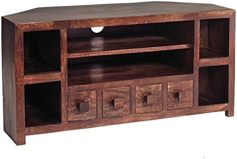 SOLID WOOD WALNUT CORNER WIDESCREEN TV LCD PLASMA CABINET STAND UNIT