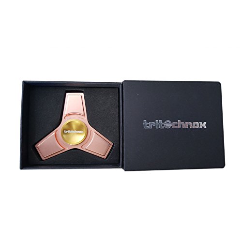 tritechnox - Tri Fidget Hand Spinner Toy,Stress Reducer Ultra Durable High Speed Ceramic Bearing Fidget Finger Toy Can Continue to Rotate for 1-3 minutes - Perfect for ADD / ADHD / Anxiety / Autism And Stress Relief Adult Children,Office Desk Gadget (ROSE METAL TERRESTRIAL)