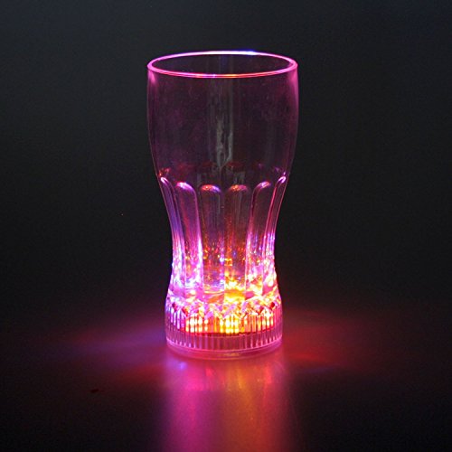 Rattan4Life Bella casa Glas Becher Colaglas 350 ml LED Farbwechsel bunt RGB mit Batterie wechselbar Bar Kunststoff Trinkglas Beleuchtet Cocktail
