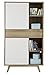 Produktbild trendteam Babyzimmer Kleiderschrank, Schrank, Highboard Boston, 80 x 145 x 40 cm in Korpus Eiche Honig Dekor, Absetzung Weiß Dekor mit zwei offenen Fächer