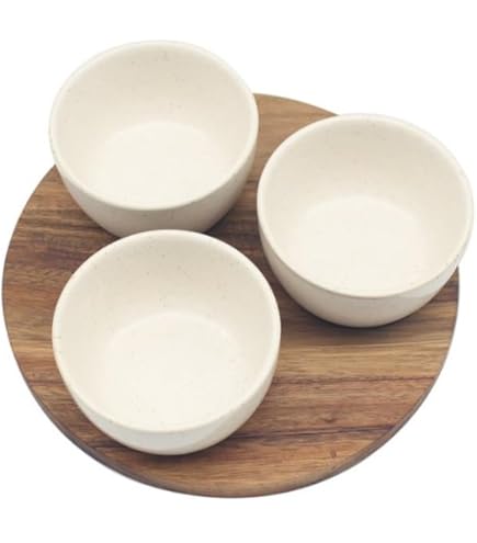 Lesser & Pavey Snack Dishes & Wood Trays For Food Serving | Wood Snacks Serving Platter With Bowls | Colourful Designers Round And Square Tray Set Of - View #7