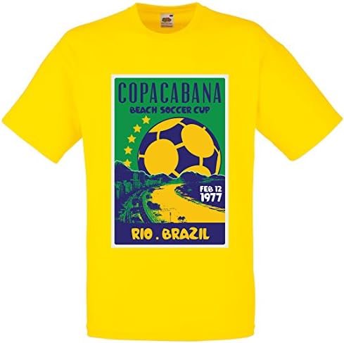 Mens Brazil beach soccer cup Copacabana T-shirt, Yellow, 2XL