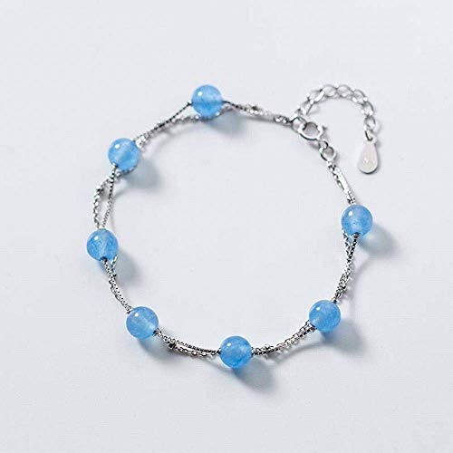 Preisvergleich Produktbild Ibuprofen Armreifen Armbänder S925 Silber Armband Weibliche Mode Blau Kristall Armband Temperament Persönlichkeit Doppelschicht