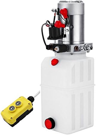 Ultraselect Hydraulic Pump 12V DC Single Acting Hydraulic Power Unit 8 Quart Plastic Tank Hydraulic Pump Power Unit for Dump Trailer Car Lifting (8 Quart Single Acting Plastic)