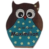 pinkeSterne ☆ Jungen Kinderschild Mit Name Blau Holz Holzeule Eule Pink Sterne Holzschild Deko