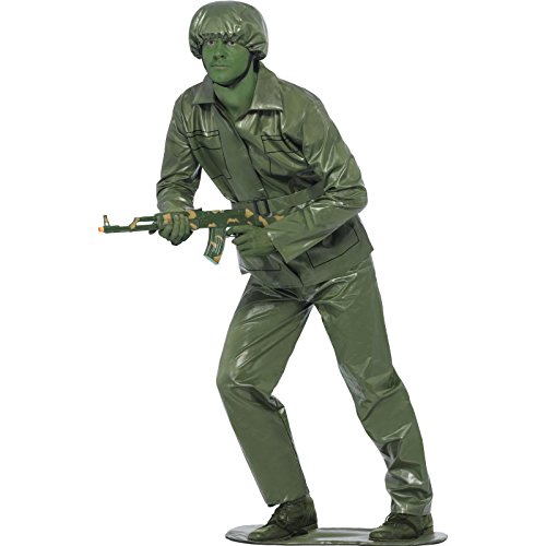 Smiffy's Adult men's Toy Soldier Costume, Top, trousers, Belt, Hat and Foot-base, Troops, Serious Fun, Size L, 23681