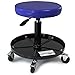 Produktbild WERKSTATT ARBEITSSITZ HOCKER ROLLBAR MIT 5 ROLLEN UND ABLAGEFLÄCHE BLAU SCHWARZ