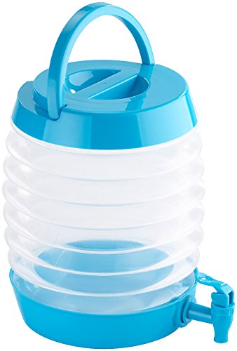 PEARL Faltbares Fässchen, Auslaufhahn, Ständer, 5,5 Liter, blau/transparent - 3
