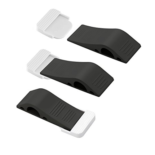 ORIA Rubber Door Stoppers, 3 Pack Door Stop Wedges with Holders, Stackable and Slip-Resistant for Tiles, Carpet, Wood and Laminate Floors and Other Floor Surfaces Stop - Black