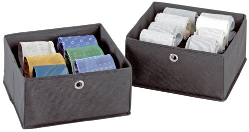 WENKO 4260030100 Schubladenorganizer Libertà – zusammenfaltbar, Polypropylen, 28 x 13 x 28 cm, Grau, 2er Set - 2