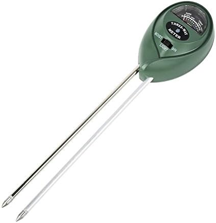 3-in-1 Soil Moisture Meter, Light and pH / acidity Meter Plant Analyzer Tester Tool for Houseplants, Outdoor Plants, Bonsais, Succulents, Trees, Grass and Lawn (Round Head)