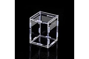 Vinnykud Mini Terrarium Transportbox,Reptil Fütterungsbox aus Acryl, Tragbarer Reptilienzuchtbox Transparent Reptil Zuchtfall für Spinnenechsen, Eidechse, Skorpion, Gehörnter Frosch (8×7×10cm)