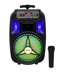 DZK Trolley Karaoke Bluetooth Party Speaker with Remote, Built-in Amplifier & Wireless Mic Sound Box Entertainment Portable