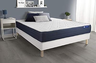 ACTISOM Ensemble Matelas Ressorts ensachés et Mémoire de Forme ACTIFLEX Sleep 180x200 5zones de Confort + sommier KIT Blanc - Epaisseur : 22 cm - Confort : Equilibré