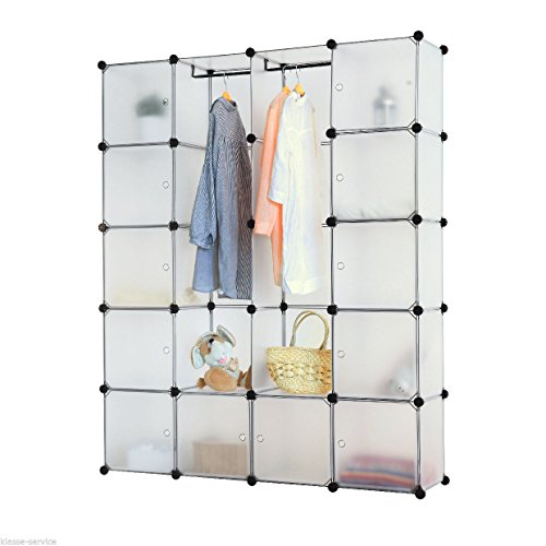 Kronenburg Regalsystem Steckregal Schrank Regal Kleiderschrank Garderobe – 184 x 148 x 37 cm – Transparent - 3
