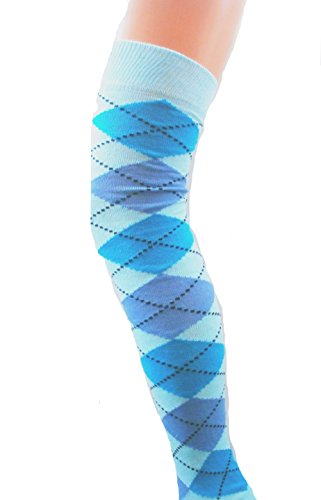 Women's Argyle Check Diamond Long Over knee OverKnee Socks One Size Amber Rose Collection
