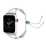 Armband für Apple Watch 42mm 44mm, Luxuriöses Edelstahl Metall Mädchen iWatch Straps Ersatzband Uhrenarmband Armbänder Wristband mit Anhänger/Quaste für Apple Watch Serie 4 3 2 1,Nike+,Sport,Edition