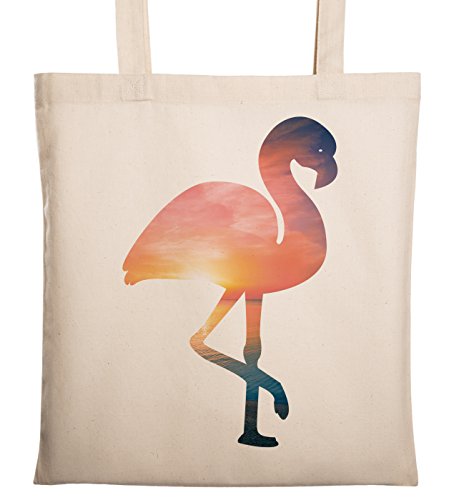 Mr. & Mrs. Panda Tragetasche Flamingo - 100% handmade in Norddeutschland - Flamingo, Pink, Federn, Flusskrebse Tragetasche, Tasche, Beutel, Jutetasche, Bag, Jutebeutel, Einkaufstasche, Motiv, Spruch, bedruckt, Druck Flamingo, Pink, Federn, Flusskrebse