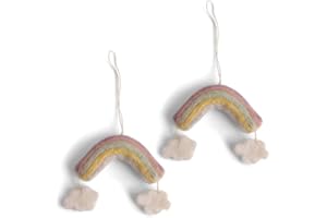 Én Gry & Sif Colgantes de fieltro de arco iris, decoración para habitación de bebé, hecha a mano, comercio justo, amuleto de la suerte para bebé (2 unidades)